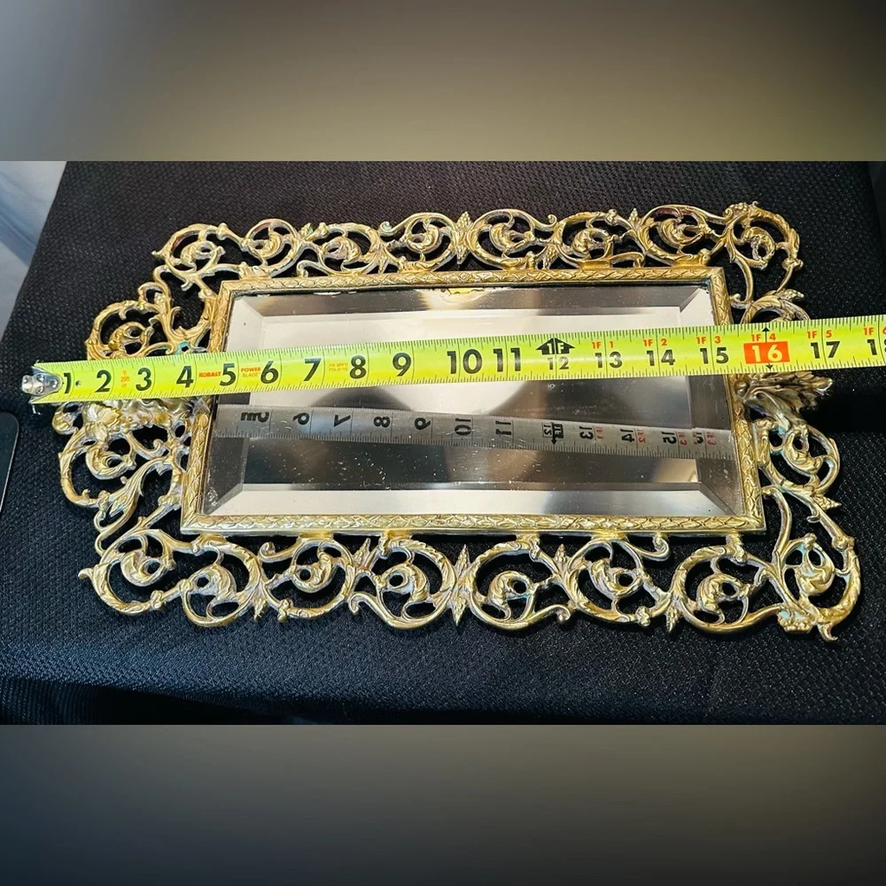 Antique 19th c. Victorian Brass Wall Mirror with Bacchus Face And Ornate Design